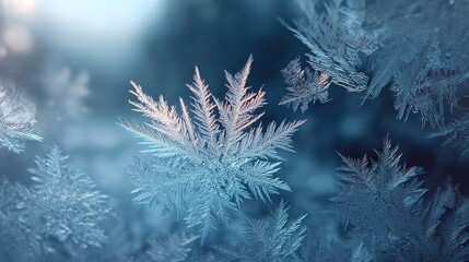 Snowflake Frost Patterns Create Stunning Textures on Glass in Winter