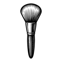 Cosmetic Brush for Powder Black and White Outline Line Art Drawing for Makeup Application