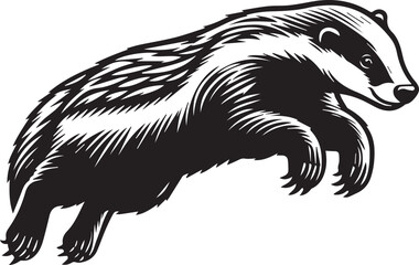 Honey Badger Vector in black and white 