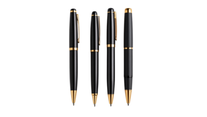 A versatile collection of black and silver writing tools, including ballpoint pens, pencils, and brushes, for office, school, and business design