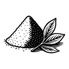 Pile of Powder and Leaves Decoration Black and White Outline Line Art Drawing