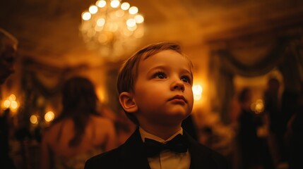 Young Boy in Formal Attire in a Luxurious Setting