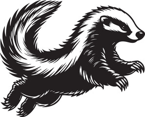 Honey Badger Vector in black and white 