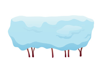 Winter nature design element set. Snow symbol, snowy bush. Snowy decoration isolated on white background. Vector cartoon illustration