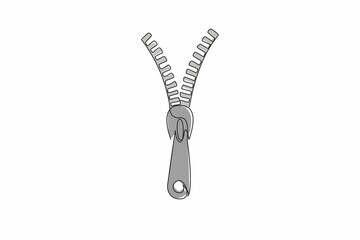 Single continuous line drawing partially open zipper. Connecting two sides of the material into one. Want to take something when opened. National Zipper Day. One line design vector illustration