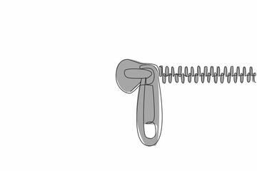 Continuous one line drawing closed zipper. Material fastener. Used in bags, wallets, adult pants of man. Safety and comfort. Lock. National Zipper Day. Single line draw design vector illustration
