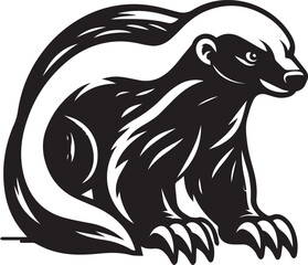Honey Badger Vector in black and white 