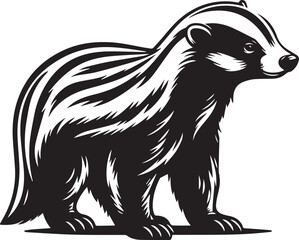 Honey Badger Vector in black and white 