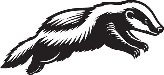 Honey Badger Vector in black and white 