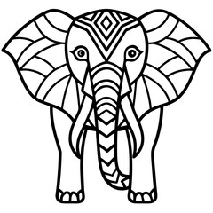 Mandala Elephant Line Art line art vector