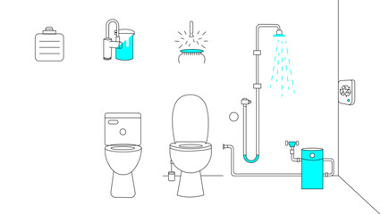 Greywater Recycling Icons – Minimalist Line Art for Eco Plumbing vector illustration of a medical background