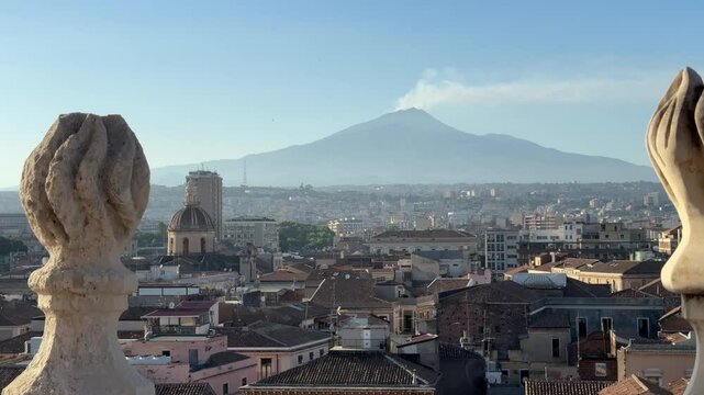 View of Catania and mount Etna from Catania Cathedral of Saint Agatha