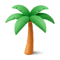 3d palm tree icon, isolated on white background. 3d coconut tree symbol in vector illustration. Vector illustration