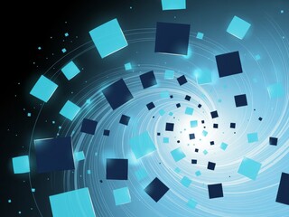 Abstract Blue and Dark Blue Cubes Swirling Vortex background