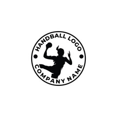 Silhouette of handball player logo design template
