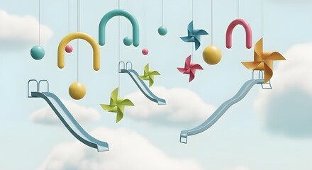 Fototapeta premium Surreal Playground of Youthful Joy – Abstract Dream Illustration