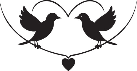 Love Birds in Heart Frame – Romance, Couple, Affection, Valentine, Lovebirds, Symbol