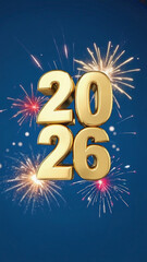 Golden 2026 new year fireworks celebration