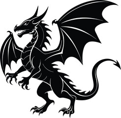 Naklejka premium Silhouette of a dragon in flight