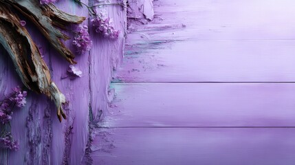 An artistic display featuring a textured purple background adorned with delicate floral elements, creating a soft and inviting aesthetic suitable for various creative projects.