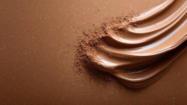 Luxurious swirls of rich chocolate spread create a visual treat on a smooth surface, emphasizing texture and indulgence while tempting the senses with its delicious charm.