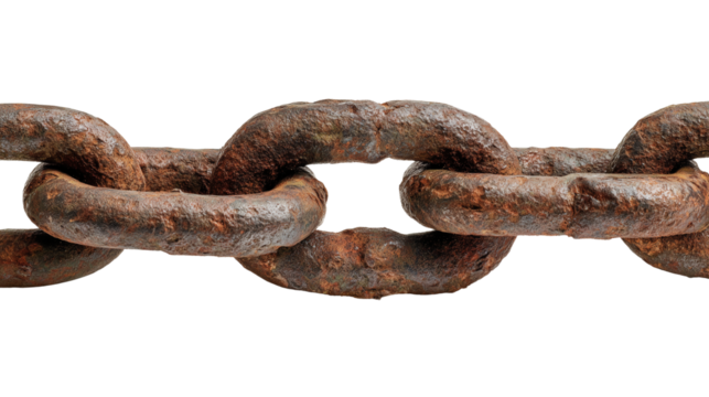 Rusty Chain Links on Transparent Background

