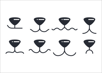 Vector Dog Face Design Elements, Different Emotions. Dog Mouth, Tongue, Nose Isolated. Dog or Cat Face with Closed and Opened Mouth Icons Closeup Set, Collection for Vet Logo, Emblem, Pet Care, Canine