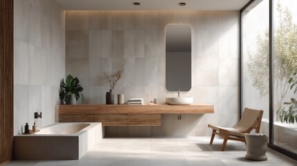 Modern neutral bathroom interior