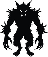 Obraz premium Silhouette of a shadow beast with glowing eyes