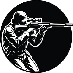 Silhouette of a sniper taking aim