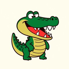 Cute Cartoon Crocodile Illustration for Children's Picture Books, Cultural and Creative Design, Animation Materials, Decorative Patterns