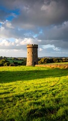 Majestic castle nestled in the countryside captured from a side angle perspective