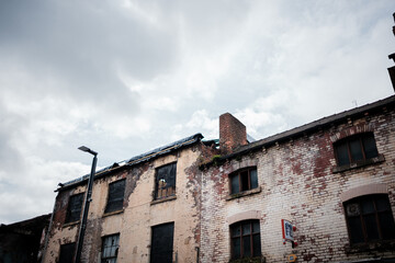 Leeds England: 3rd June 2024:  Structural remnants of an old building in Leeds showcase extensive...
