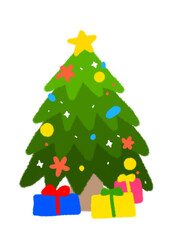 크리스마스 트리 손그림 일러스트