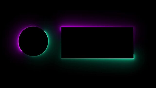 Glowing rectangle neon frame animated background neon frame background with for music video...