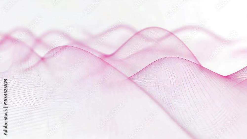 Poster Seismic pink waves dynamically spreading across white background, visualizing powerful geological event and intense ground motion representing earthquake's destructive potential