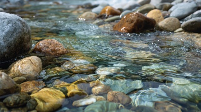 Shallow stream over colorful rocks