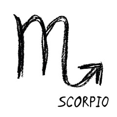 Hand drawn scorpio zodiac sign Esoteric symbol doodle Astrology clipart Element for design