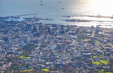 Cape town city aerial view from Table mountain - Cape town, South Africa