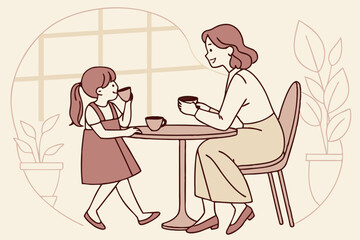 Mother and daughter connect over coffee, sharing stories and meaningful conversation.