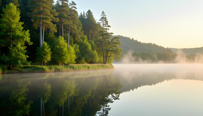 The picture captures a stunning landscape of lush green hills and valleys leading down to a serene body of water, bordered by steep cliffs and the distant ocean.