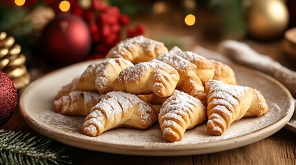 Rugelach cookies in christmas decoration