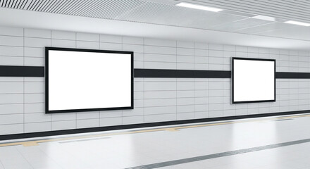 Fototapeta premium Subway blank billboards advertising public metro mockup marketing