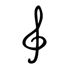 Obraz premium Treble clef doodle. Hand drawn musical symbol. Single element for print, web, design, decor, logo