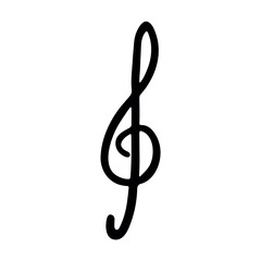 Obraz premium Treble clef doodle. Hand drawn musical symbol. Single element for print, web, design, decor, logo