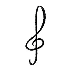 Treble clef doodle. Hand drawn musical symbol. Single element for print, web, design, decor, logo