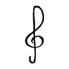 Treble clef doodle. Hand drawn musical symbol. Single element for print, web, design, decor, logo