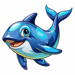 vector illustration of cartoon orca