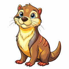 vector illustration of cartoon otter
