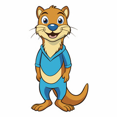 vector illustration of cartoon otter
